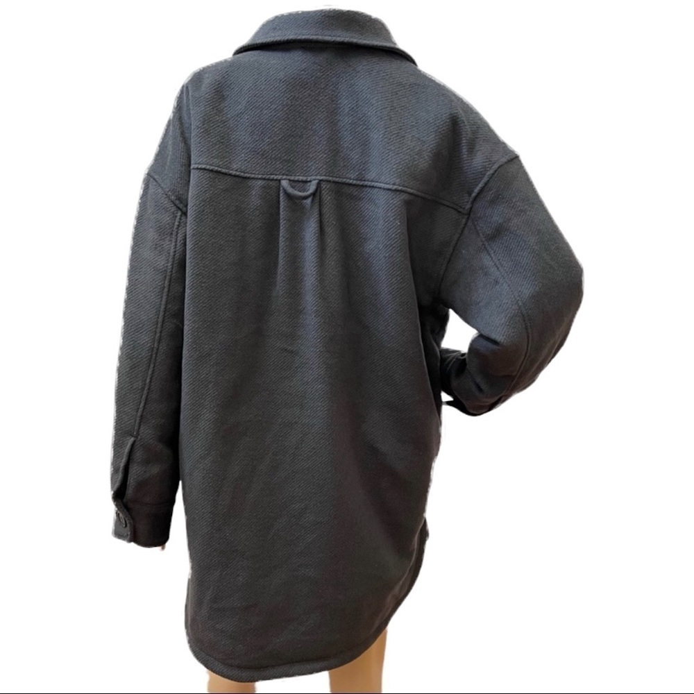 Kangol X H&M Oversized Unisex Gray Shacket Shirt Jacket Coat Size S - Picture 4 of 16